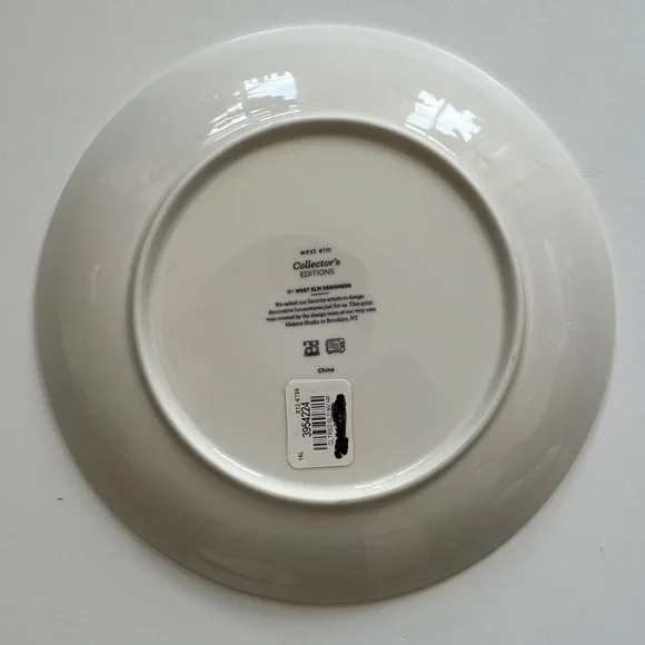 NWT WEST ELM DECORATIVE HERE IS TO YOU AND YOURS BLUE AND WHITE COLLECTORS PLATE - Picture 3 of 4